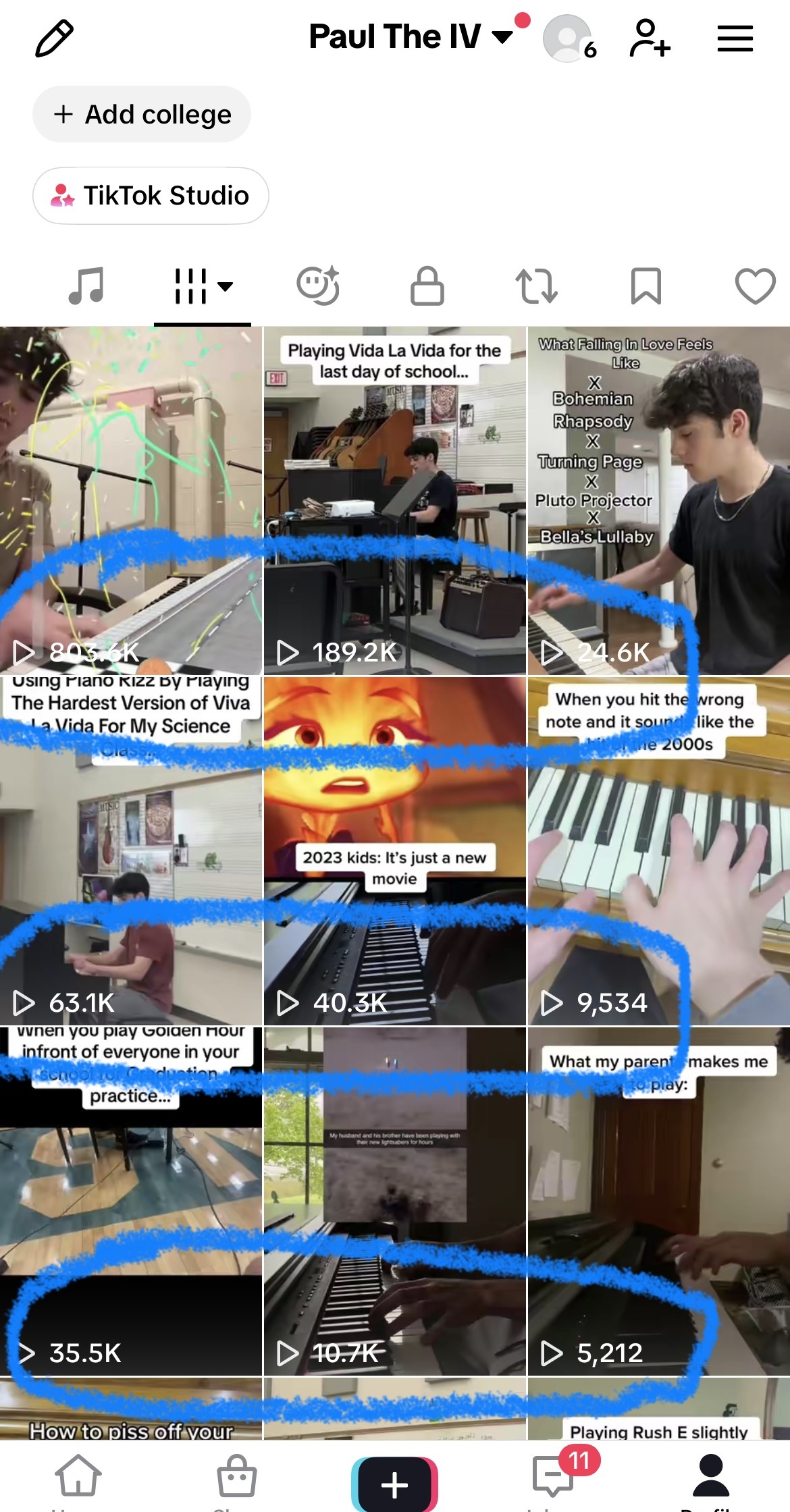 Paul's TikTok account, video after video pulling big views